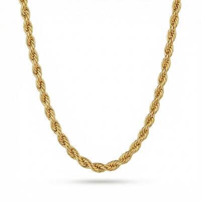 3mm 18K Gold Finish Rope Chain for Women