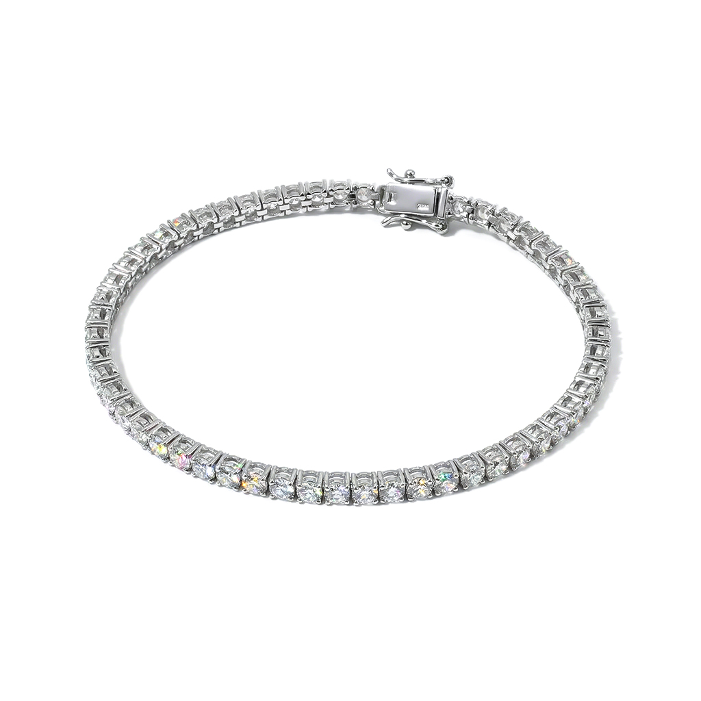 3mm 18K White Gold Finish Tennis Bracelet