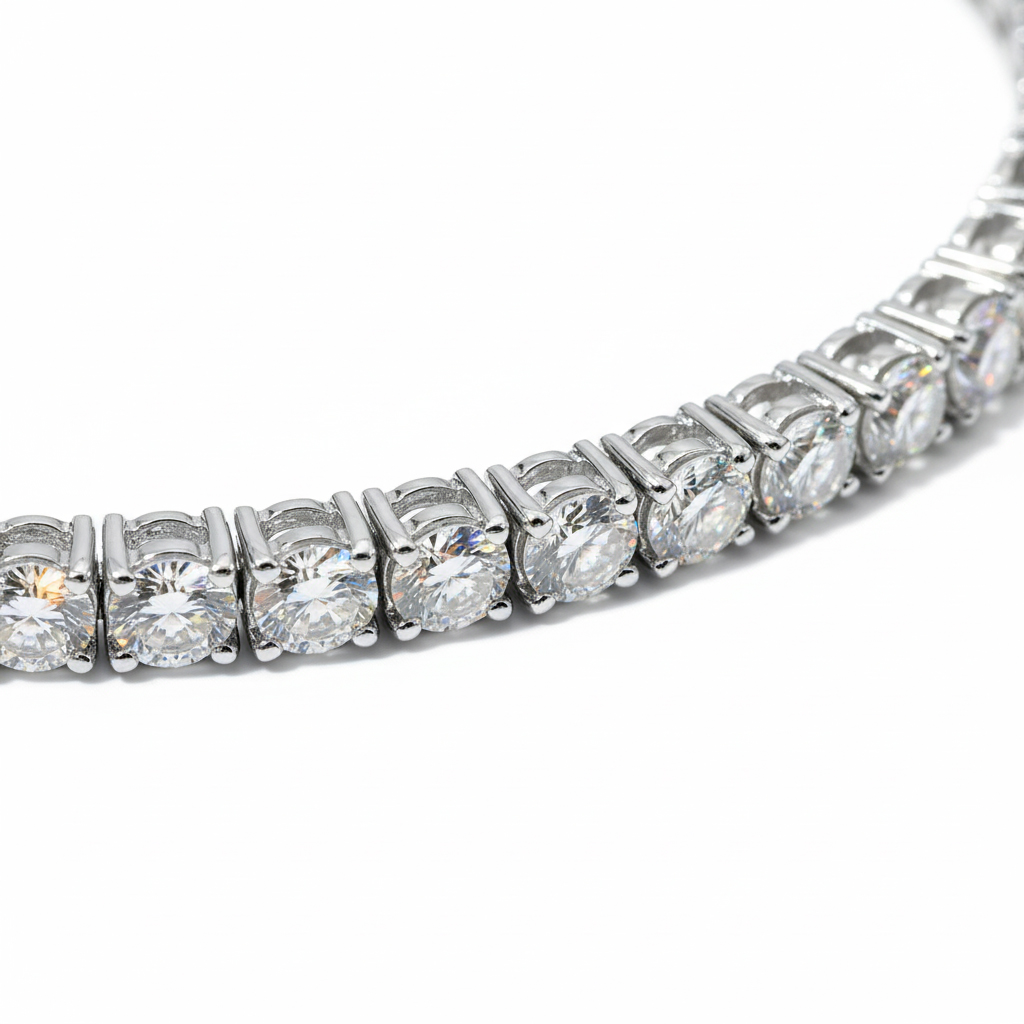 3mm 18K White Gold Finish Tennis Bracelet