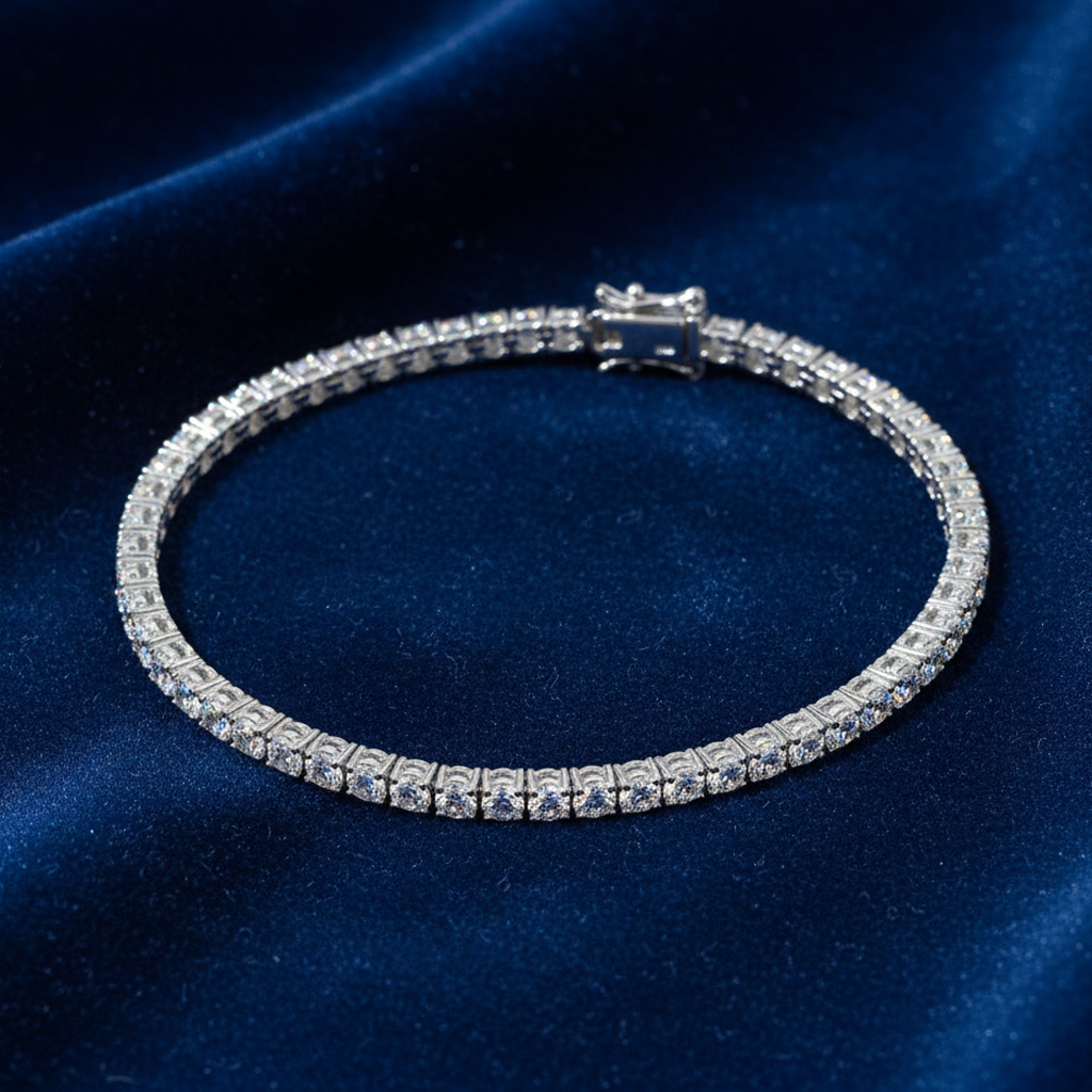 3mm 18K White Gold Finish Tennis Bracelet