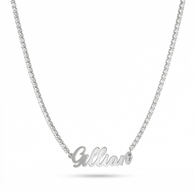 Custom Letters Name Necklace with Tennis Chain