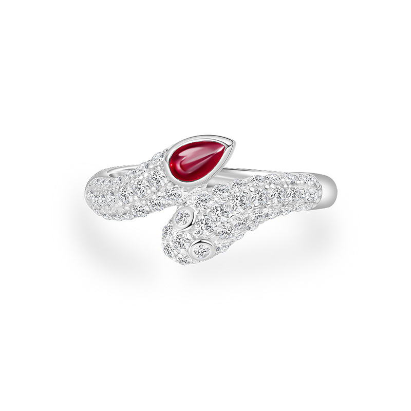 Micro Pave Twisting Snake Ring in Sterling Silver