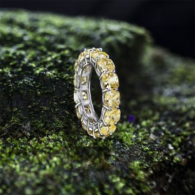  Fancy Yellow Round Cut Micro Pave Band in Sterling Silver