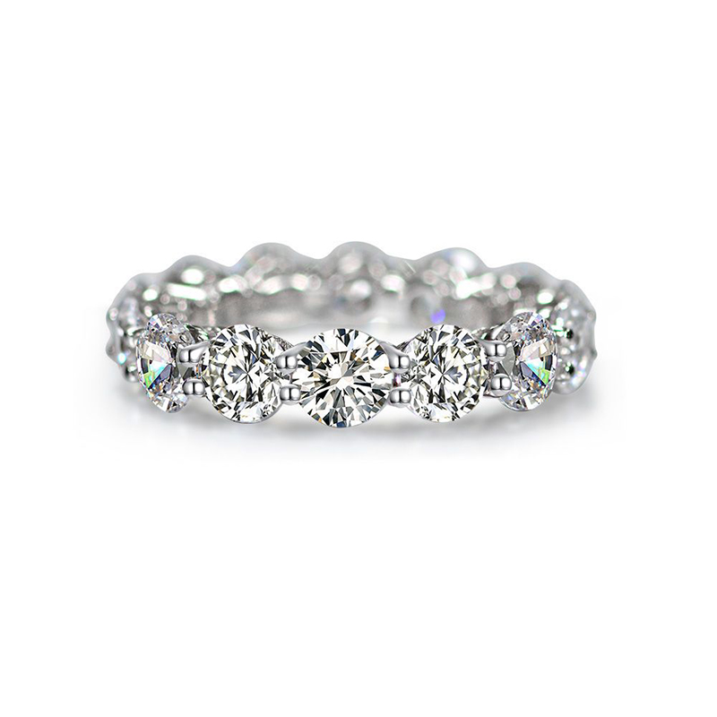 Classic Round Cut Eternity Band in Sterling Silver
