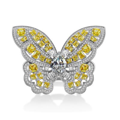 Fancy Yellow Butterfly Ring in Sterling Silver