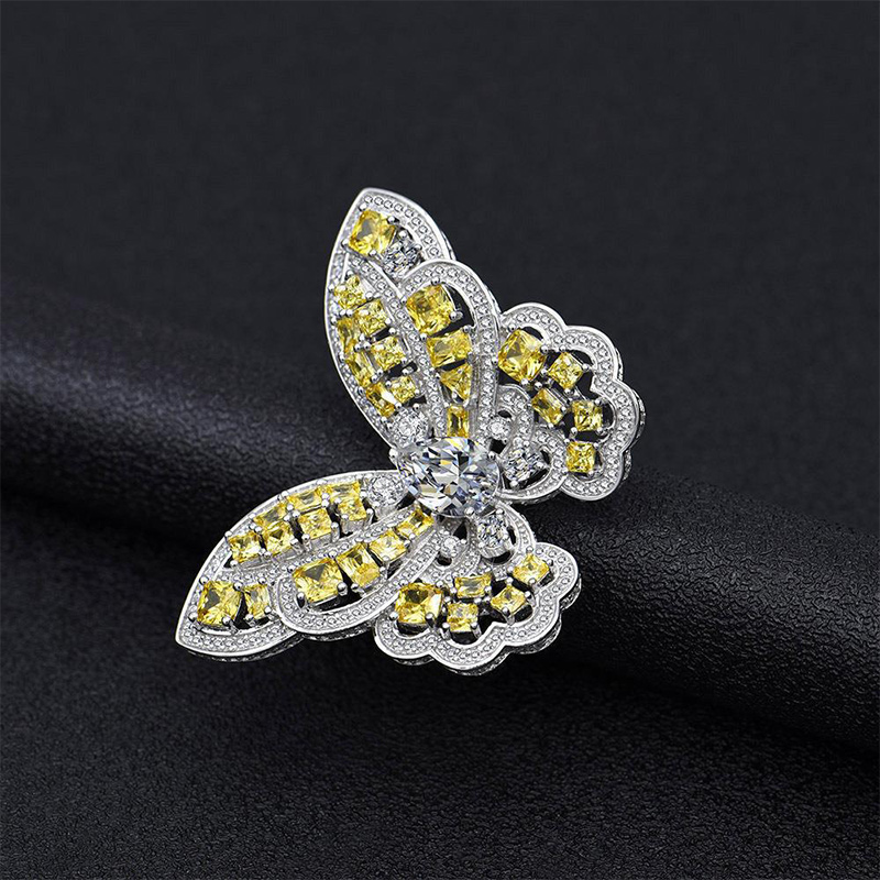 Fancy Yellow Butterfly Ring in Sterling Silver