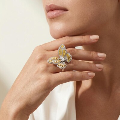 Fancy Yellow Butterfly Ring in Sterling Silver