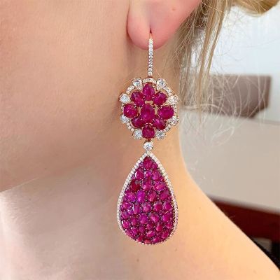 Enchanted Ruby Pear-Shaped Dangle Earring in Sterling Silver