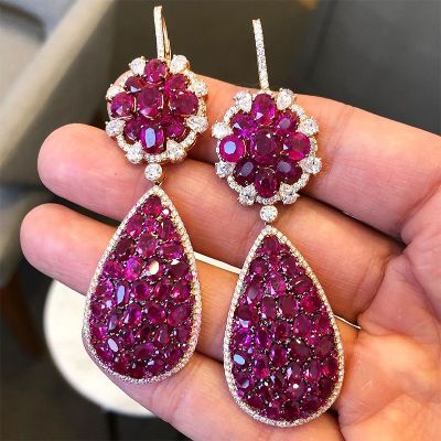 Enchanted Ruby Pear-Shaped Dangle Earring in Sterling Silver
