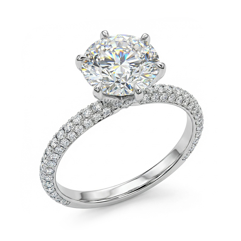 Iced Round Cut 6-Claw Halo Engagement Ring Iced Round Cut 6-Claw Halo Engagement Ring