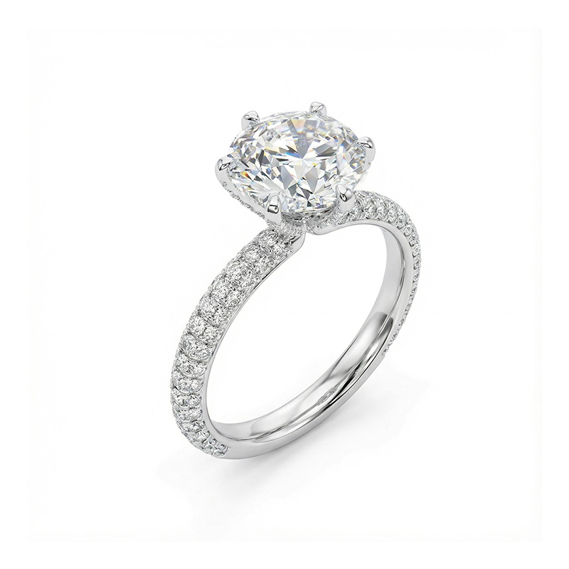 Iced Round Cut 6-Claw Halo Engagement Ring Iced Round Cut 6-Claw Halo Engagement Ring