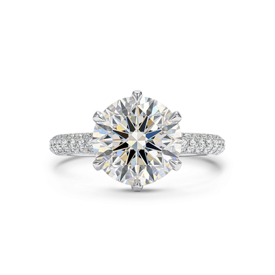 Iced Round Cut 6-Claw Halo Engagement Ring