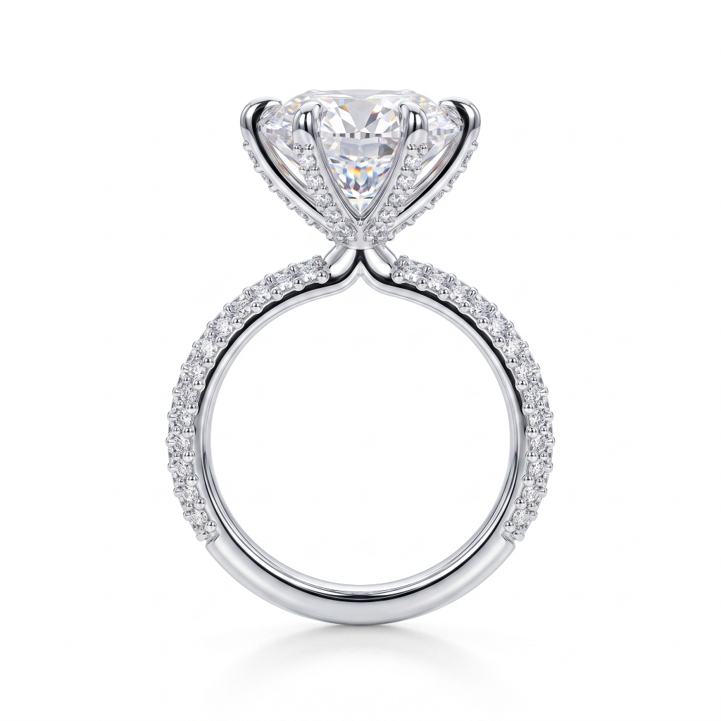 7.25ct. tw. Iced Round Cut 6-Claw Halo Engagement Ring