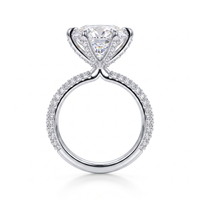 7.25ct. tw. Iced Round Cut 6-Claw Halo Engagement Ring