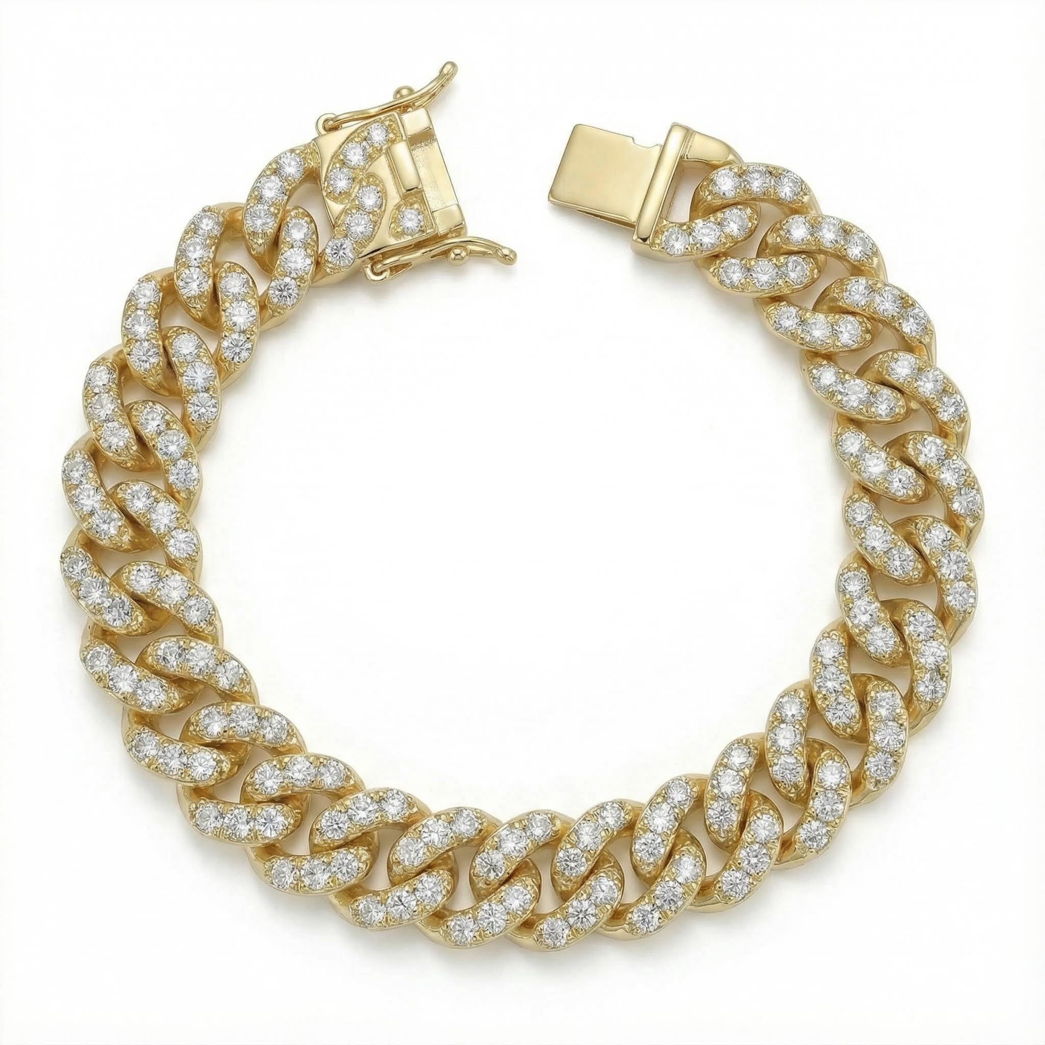 Women's Iced 8mm Cuban Link Bracelet in Gold