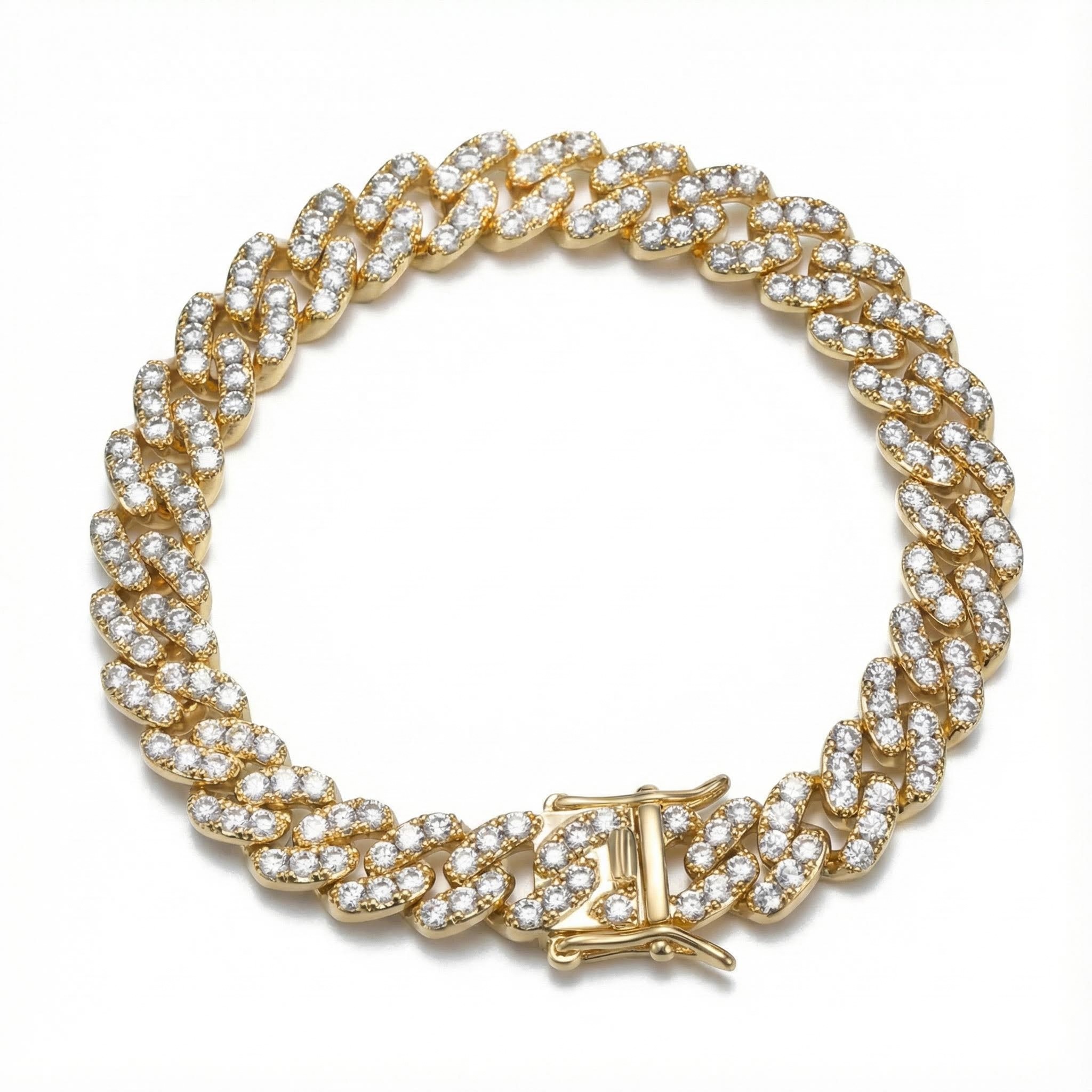 Women's Iced 8mm Cuban Link Bracelet in Gold