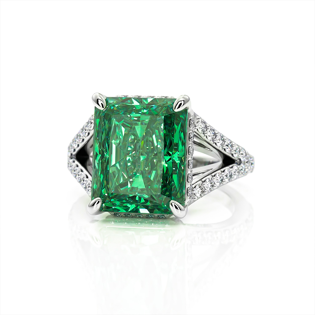 Blue Green Radiant Cut Sterling Silver Engagement Ring Blue Green Radiant Cut Sterling Silver Engagement Ring