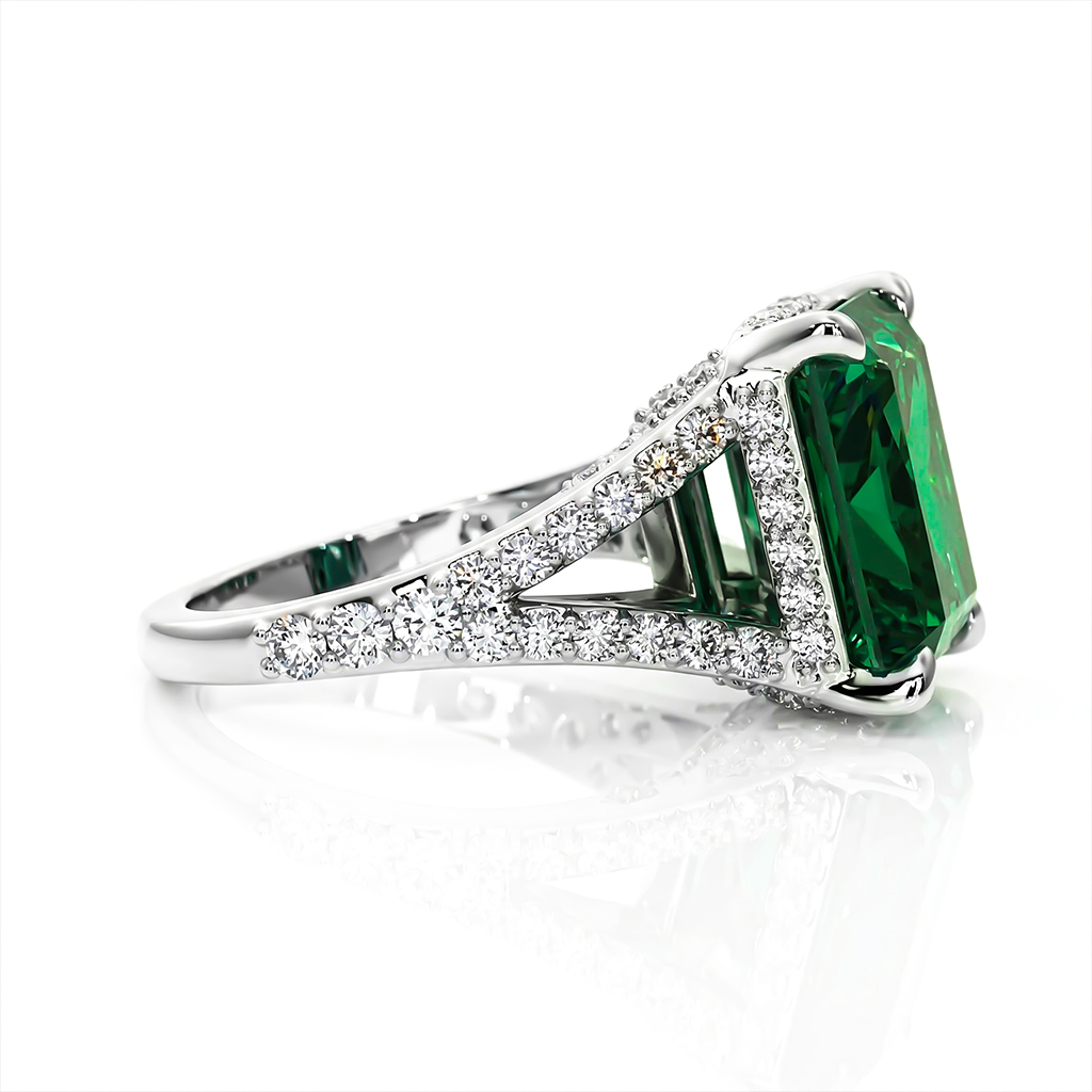 Blue Green Radiant Cut Sterling Silver Engagement Ring Blue Green Radiant Cut Sterling Silver Engagement Ring