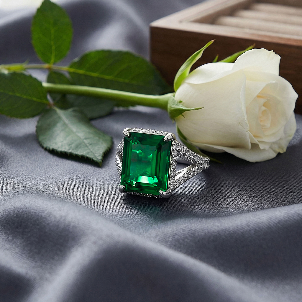 Blue Green Radiant Cut Sterling Silver Engagement Ring Blue Green Radiant Cut Sterling Silver Engagement Ring