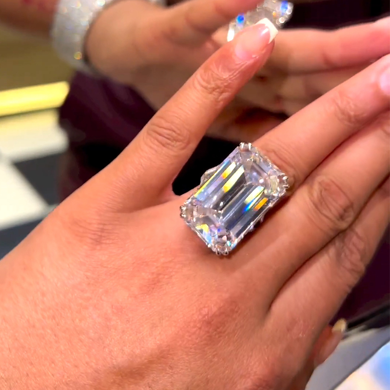 Gorgeous Emerald Cut Halo Sterling Silver Engagement Ring Gorgeous Emerald Cut Halo Sterling Silver Engagement Ring