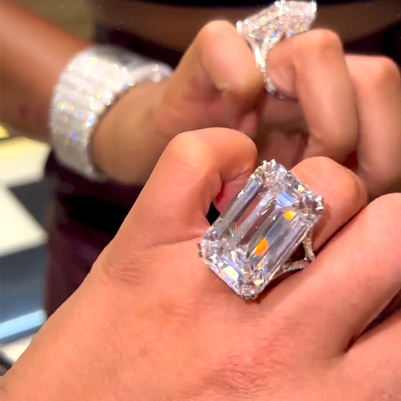 Gorgeous Emerald Cut Halo Sterling Silver Engagement Ring Gorgeous Emerald Cut Halo Sterling Silver Engagement Ring