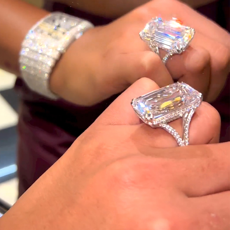 Gorgeous Emerald Cut Halo Sterling Silver Engagement Ring Gorgeous Emerald Cut Halo Sterling Silver Engagement Ring