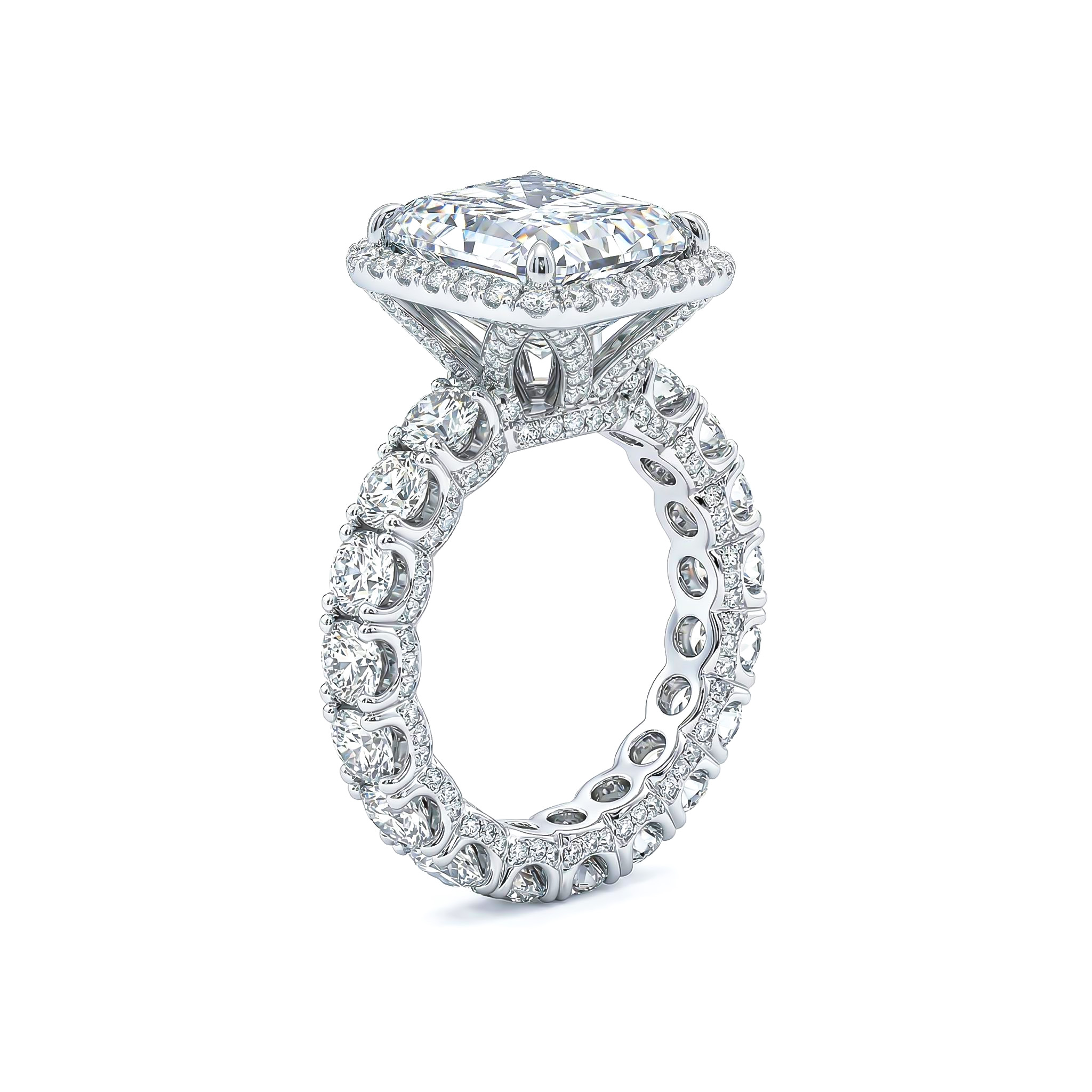 Stunning Halo Radiant Cut Engagement Ring in 925 Sterling Silver