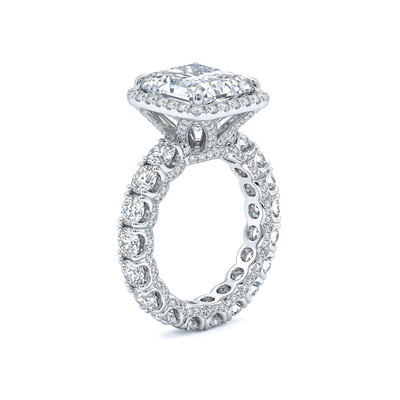 Stunning Halo Radiant Cut Engagement Ring in 925 Sterling Silver