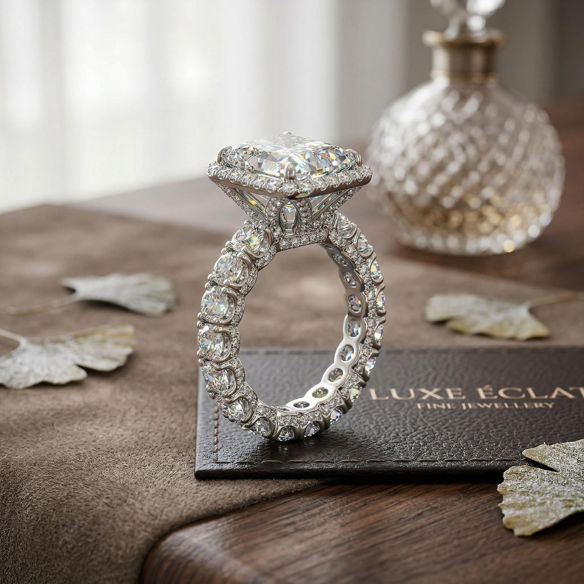 Stunning Halo Radiant Cut Engagement Ring in 925 Sterling Silver