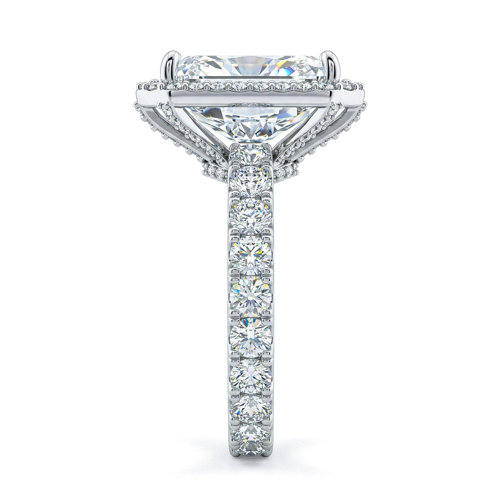 Stunning Halo Radiant Cut Engagement Ring in 925 Sterling Silver
