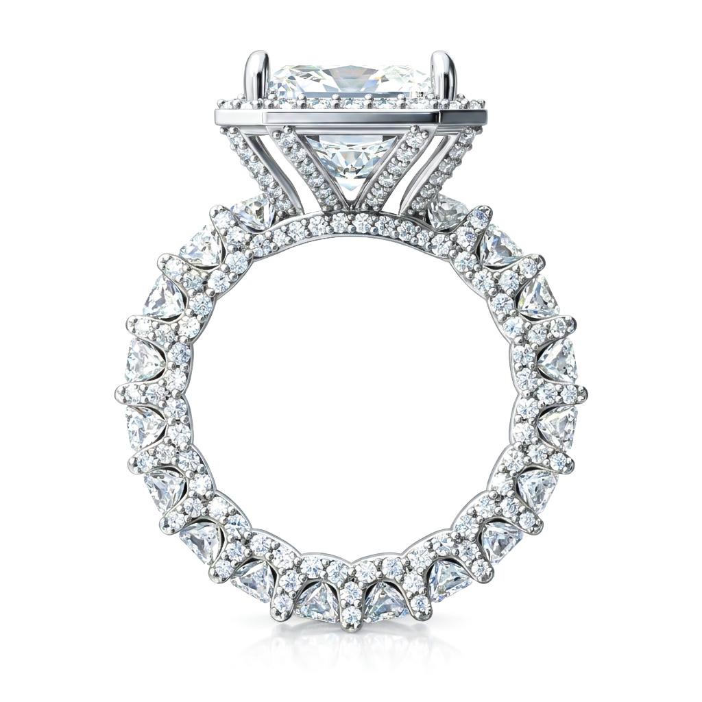 Stunning Halo Radiant Cut Engagement Ring in 925 Sterling Silver