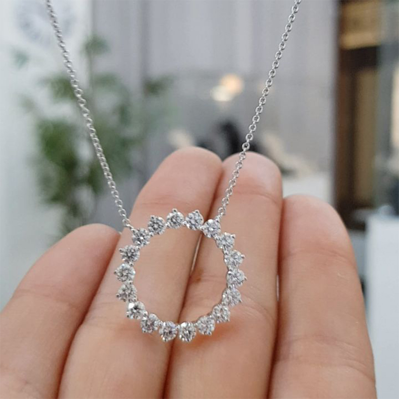 925 Sterling Silver Round Circle Pendant Necklace
