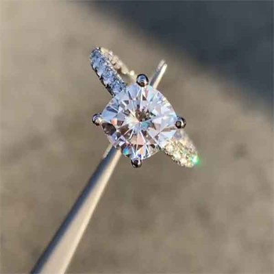 Glamorous Cushion Cut Halo 925 Sterling Silver Engagement Ring