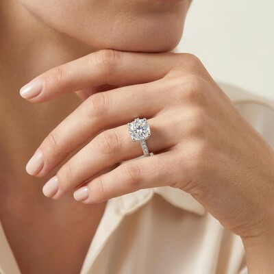 Glamorous Cushion Cut Halo 925 Sterling Silver Engagement Ring