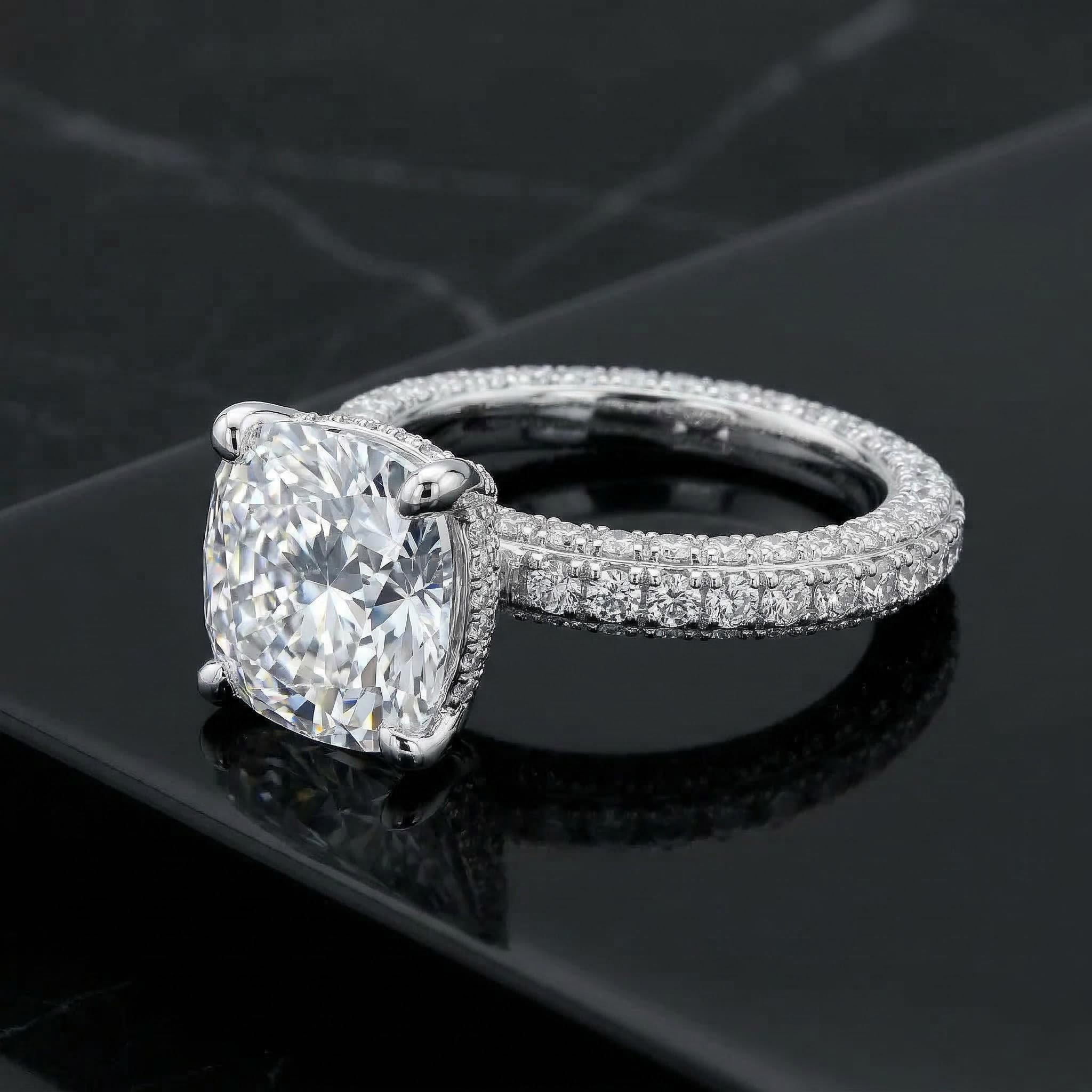 Glamorous Cushion Cut Halo 925 Sterling Silver Engagement Ring