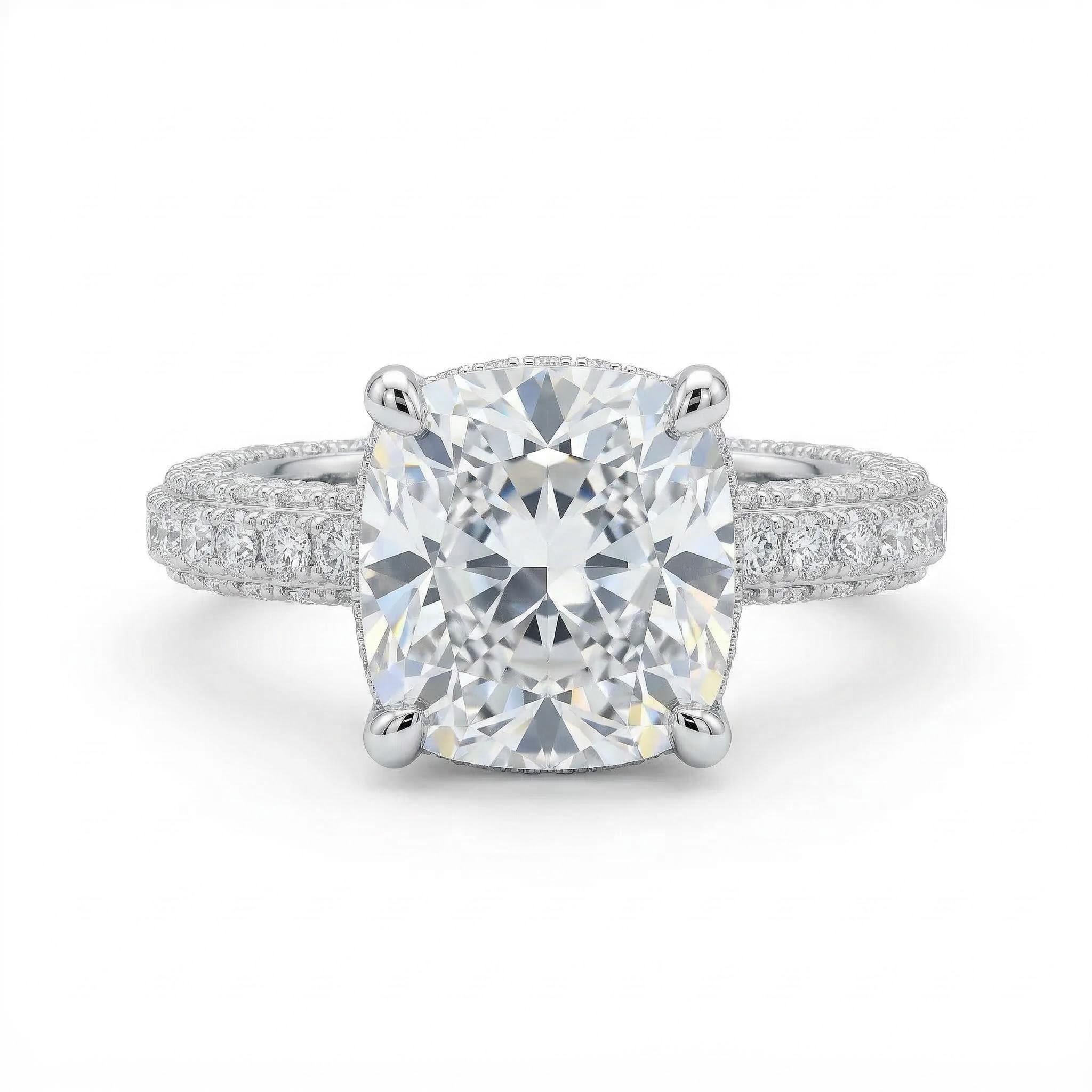 Glamorous Cushion Cut Halo 925 Sterling Silver Engagement Ring