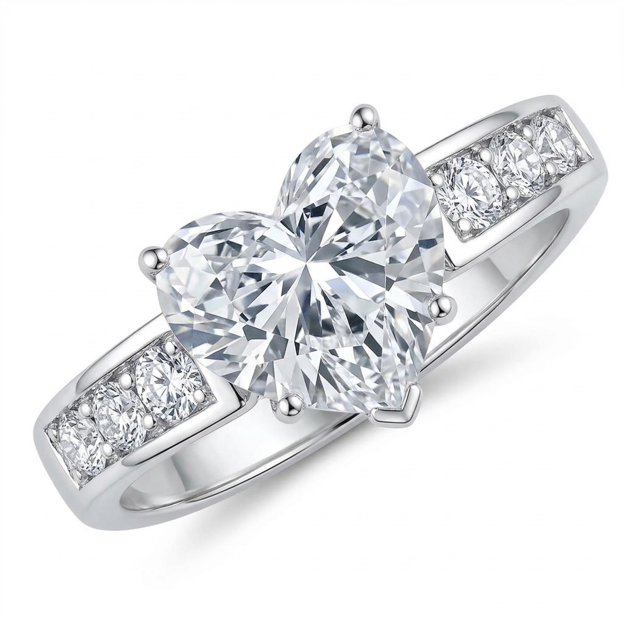 Enchanting Heart Cut Halo Eternity Band Ring