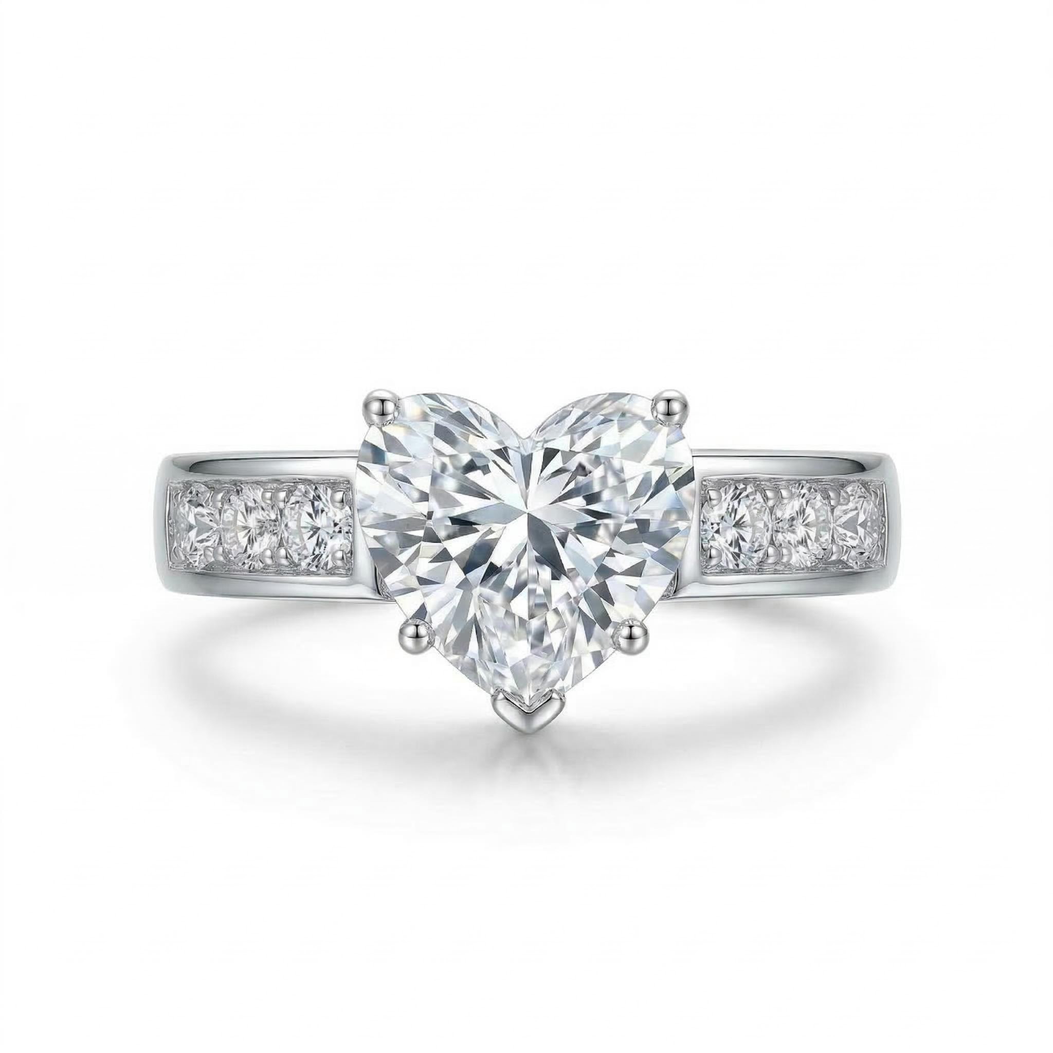 Enchanting Heart Cut Halo Eternity Band Ring