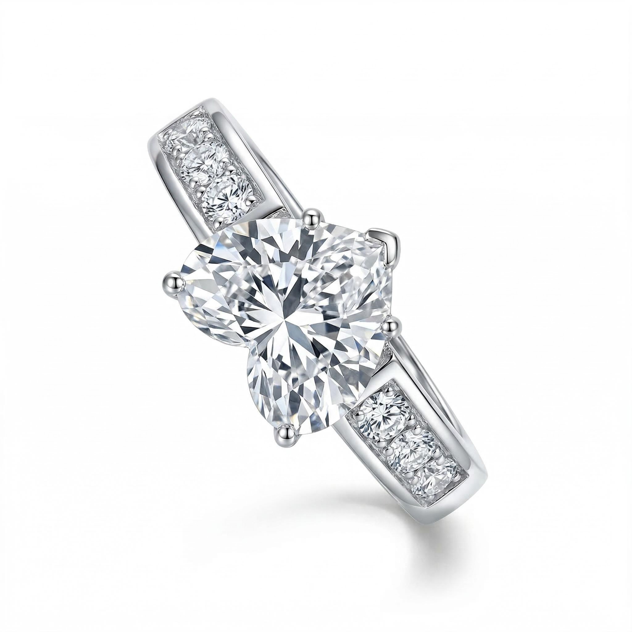 Enchanting Heart Cut Halo Eternity Band Ring