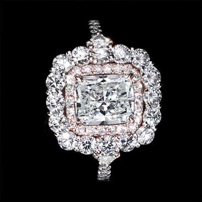 5.17CT Radiant & Round Cut VVS Moissante S925 Silver Engagement Ring