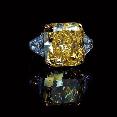 Fancy Yellow Cushion Cut 925 Sterling Silver Engagement Ring