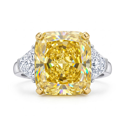 Fancy Yellow Cushion Cut 925 Sterling Silver Engagement Ring