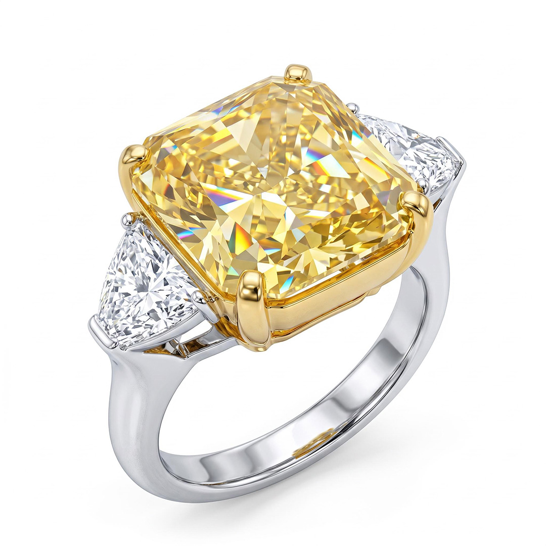 Fancy Yellow Cushion Cut 925 Sterling Silver Engagement Ring