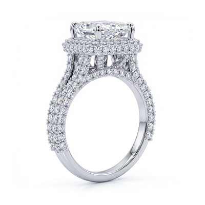 Iced Cushion Cut 925 Sterling Silver Engagement Ring