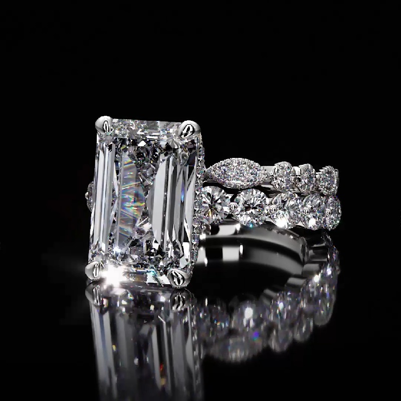 Flawless Radiant Cut Engagement Ring Set in Sterling Silver