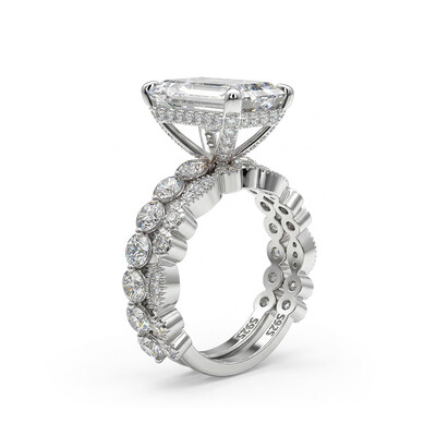 Flawless Emerald Cut Engagement Ring Set in Sterling Silver