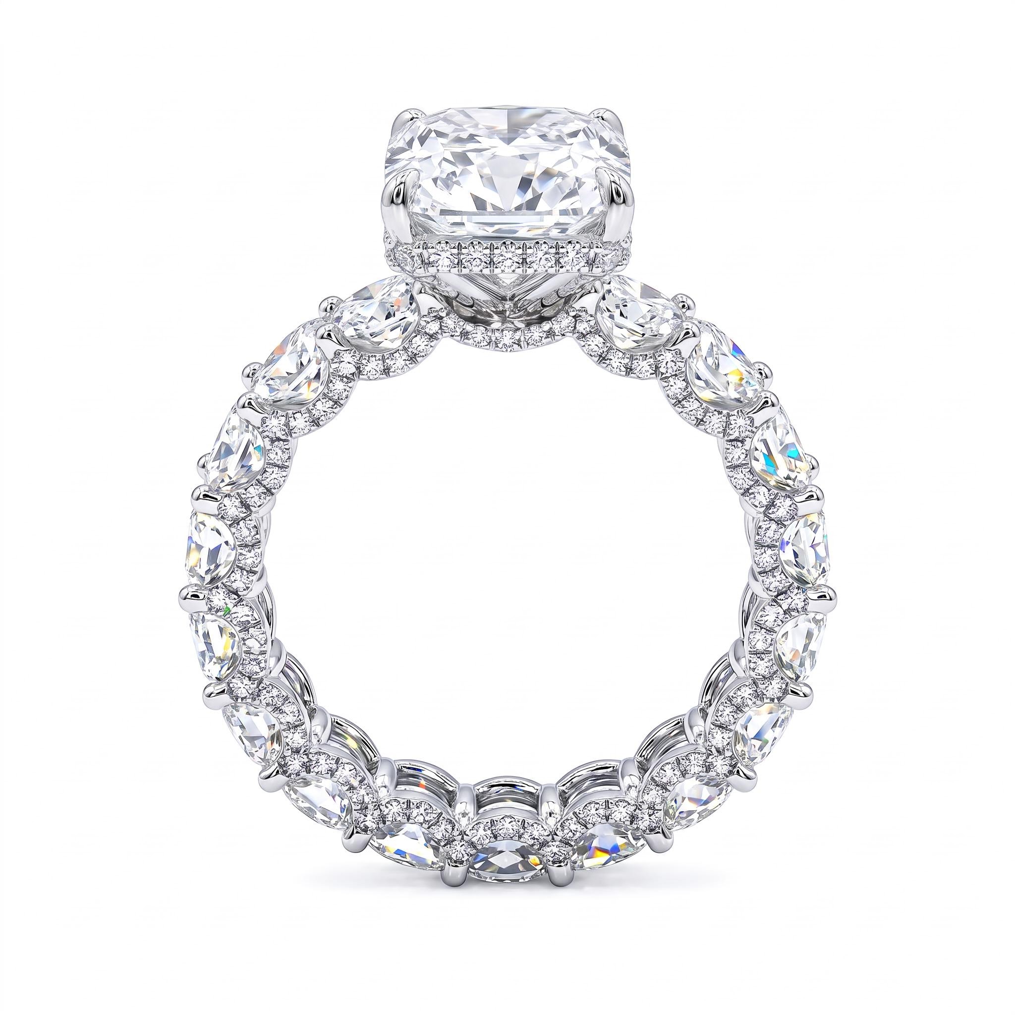 21.6Ct Micro Pave Radiant Cut 925 Sterling Silver Engagement Ring Set