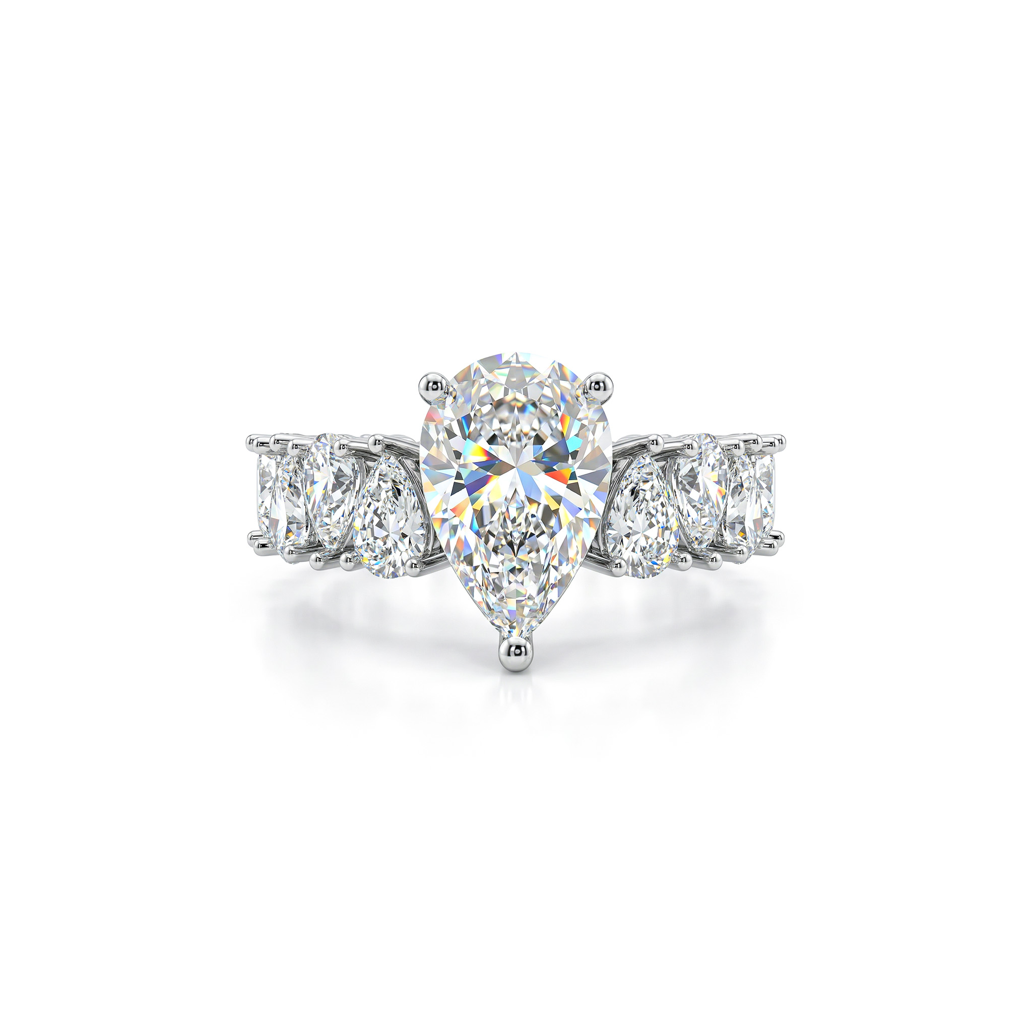 11.6ct. tw. Captivating Pear Cut Eternity Engagement Ring in Sterling Silver