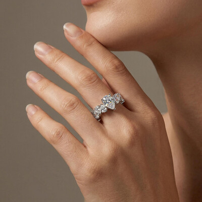 11.6ct. tw. Captivating Pear Cut Eternity Engagement Ring in Sterling Silver