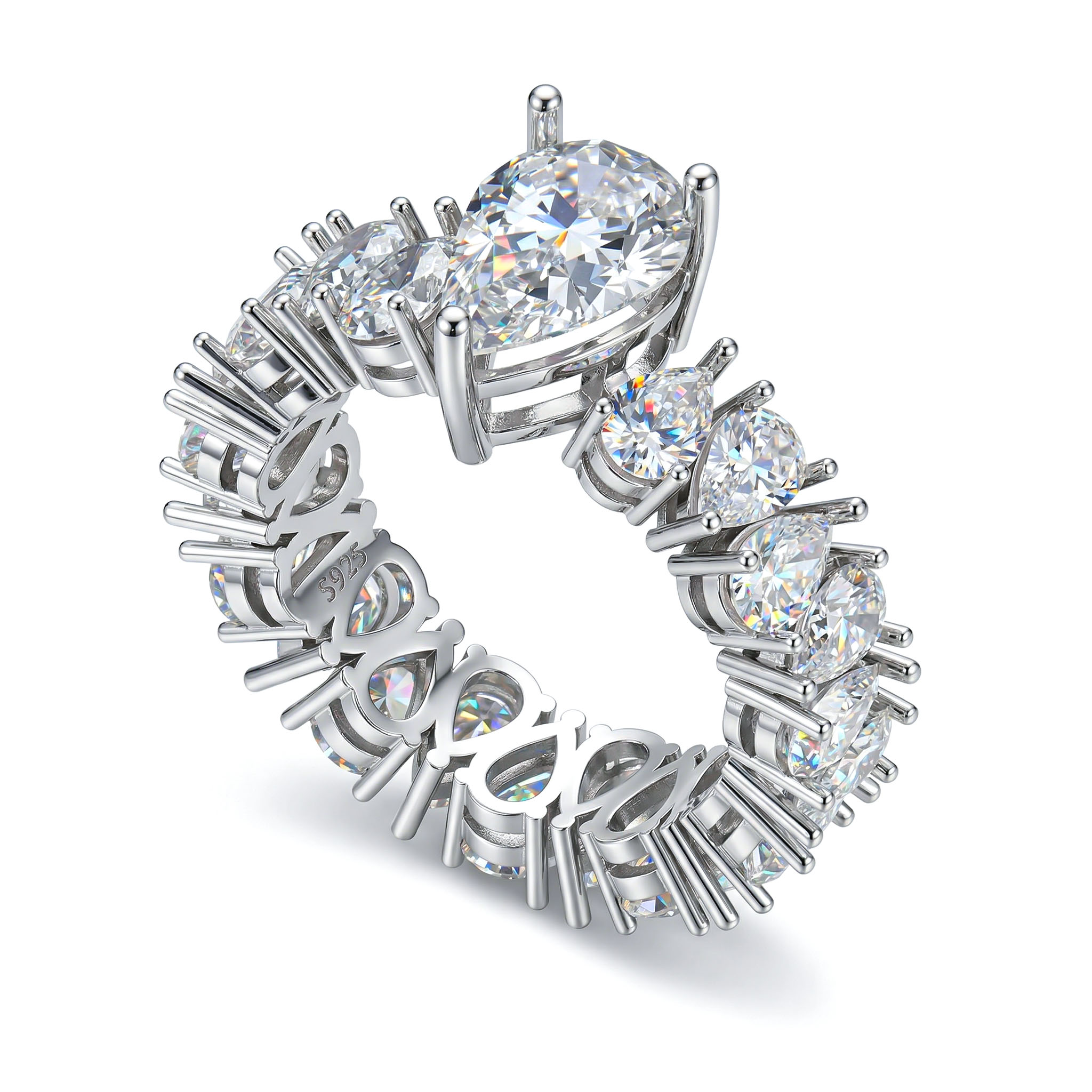 11.6ct. tw. Captivating Pear Cut Eternity Engagement Ring in Sterling Silver